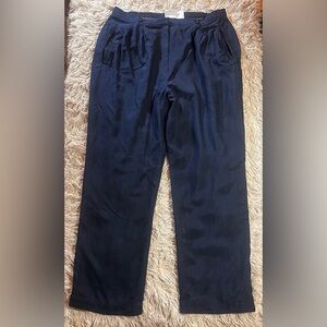 Vintage Nordstrom Town Square 100% Silk, Navy Wide Leg Pants